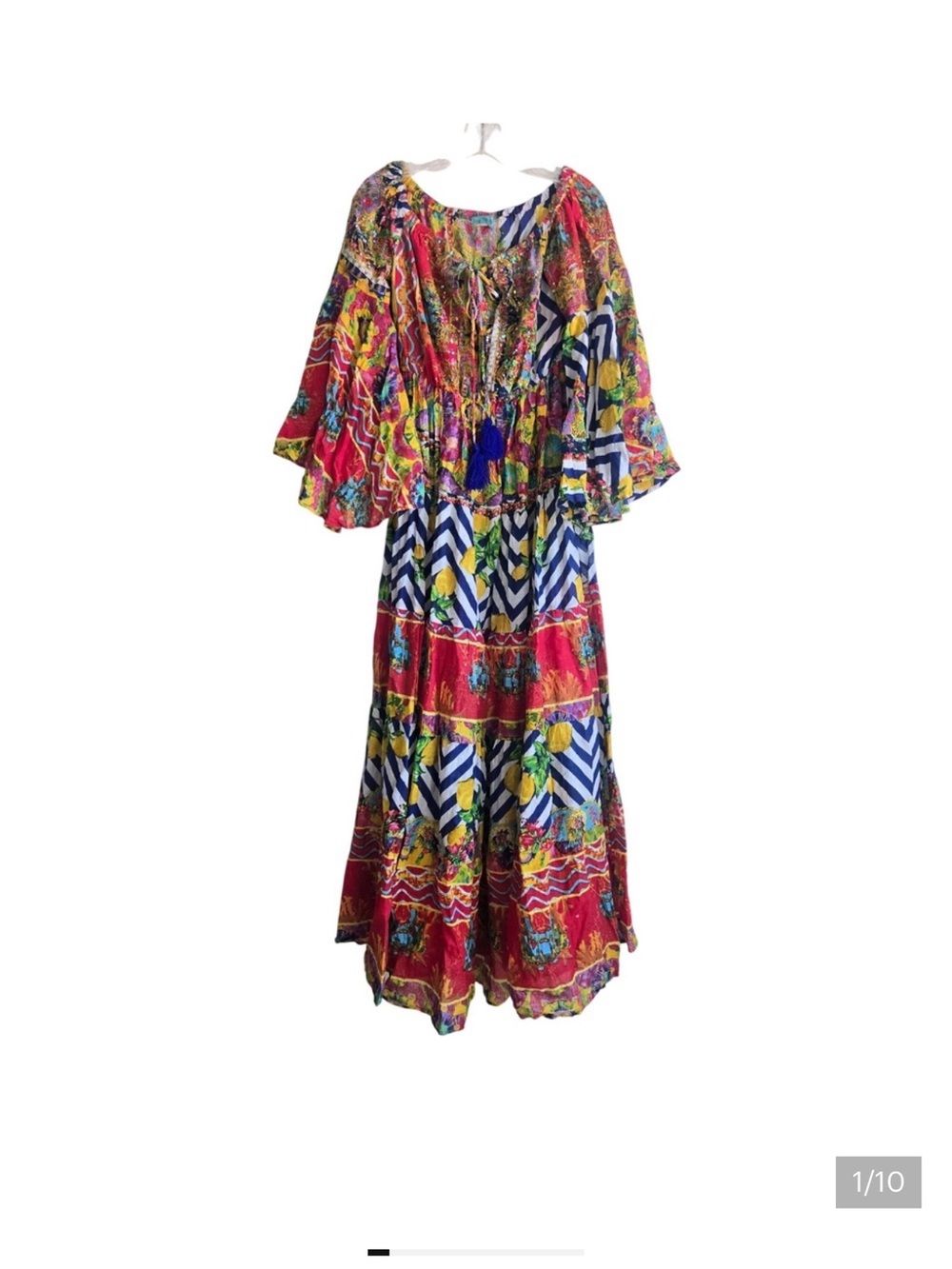 Vibrant Multi-Color Boho Tiered Maxi Dress
